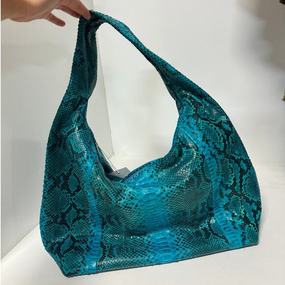 Ximena Kavalekas Python Single Shoulder Strap Hobo Bag Turquoise Teal Black - Picture 4 of 11